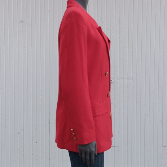 LIZ CLAIBORNE COLLECTION LADIES VINTAGE RED DOUBLE BREASTED GOLD BUTTON BLAZER - Picture 13 of 17